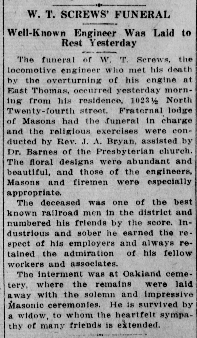 W.T. Screws obituary